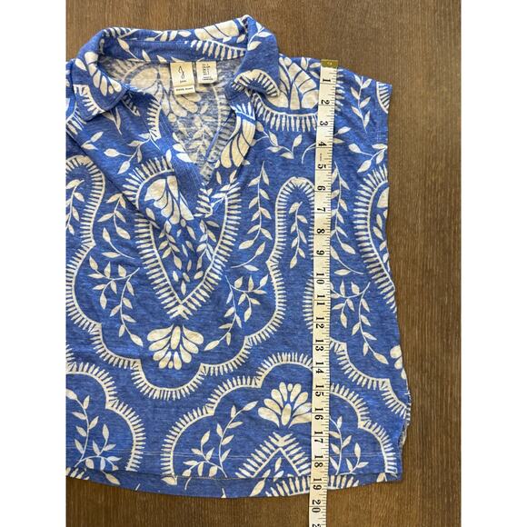 JOIE Blue Print 100% Linen Top Shirt Blouse Women size S Resort - Picture 6 of 7